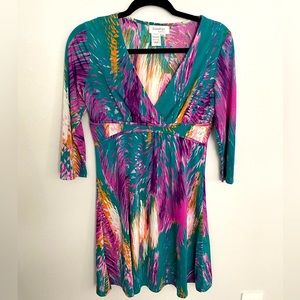 Gently used | Papillon colorful Retro Dress 3/4 sleeves Size Medium